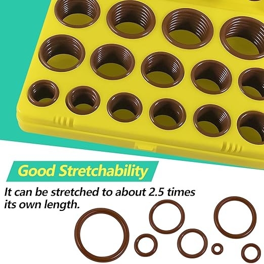 High Durable 386PCS FKM 75A Brown Pipa O Ring Kit untuk Otomotif keran perbaikan segel